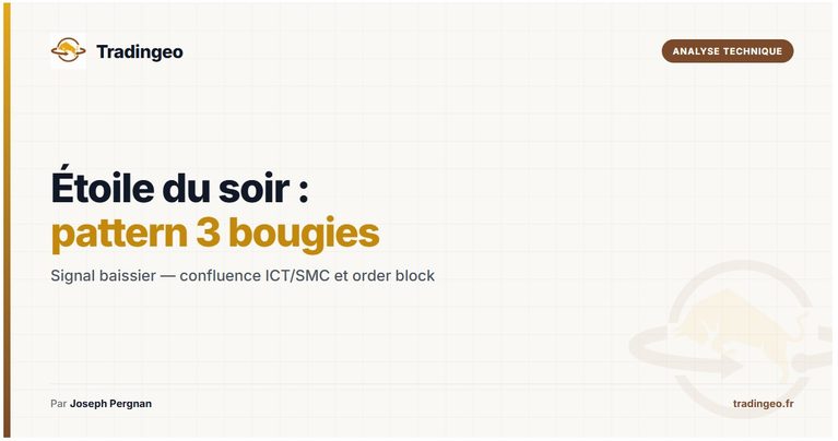 étoile du soir trading — pattern 3 bougies signal baissier et confluence ICT/SMC — Tradingeo