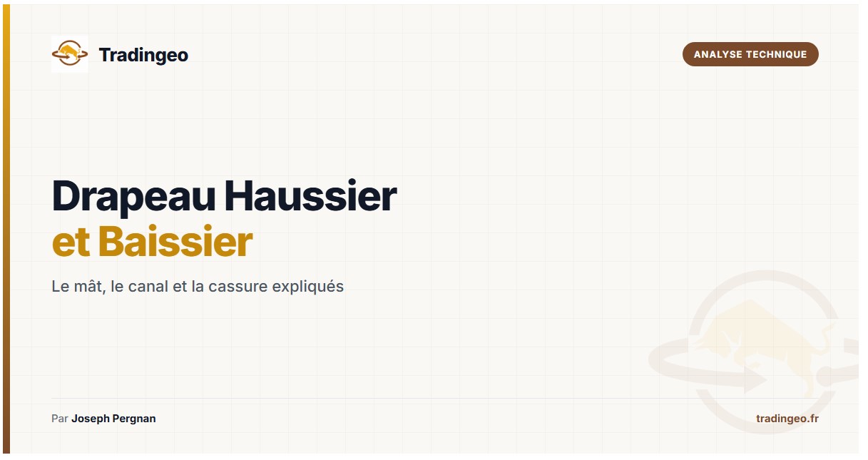 Drapeau haussier et drapeau baissier trading — figure de continuation chartiste — Tradingeo