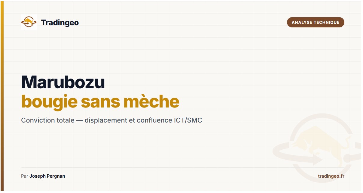 marubozu trading — bougie sans mèche haussière et baissière confluence ICT/SMC — Tradingeo